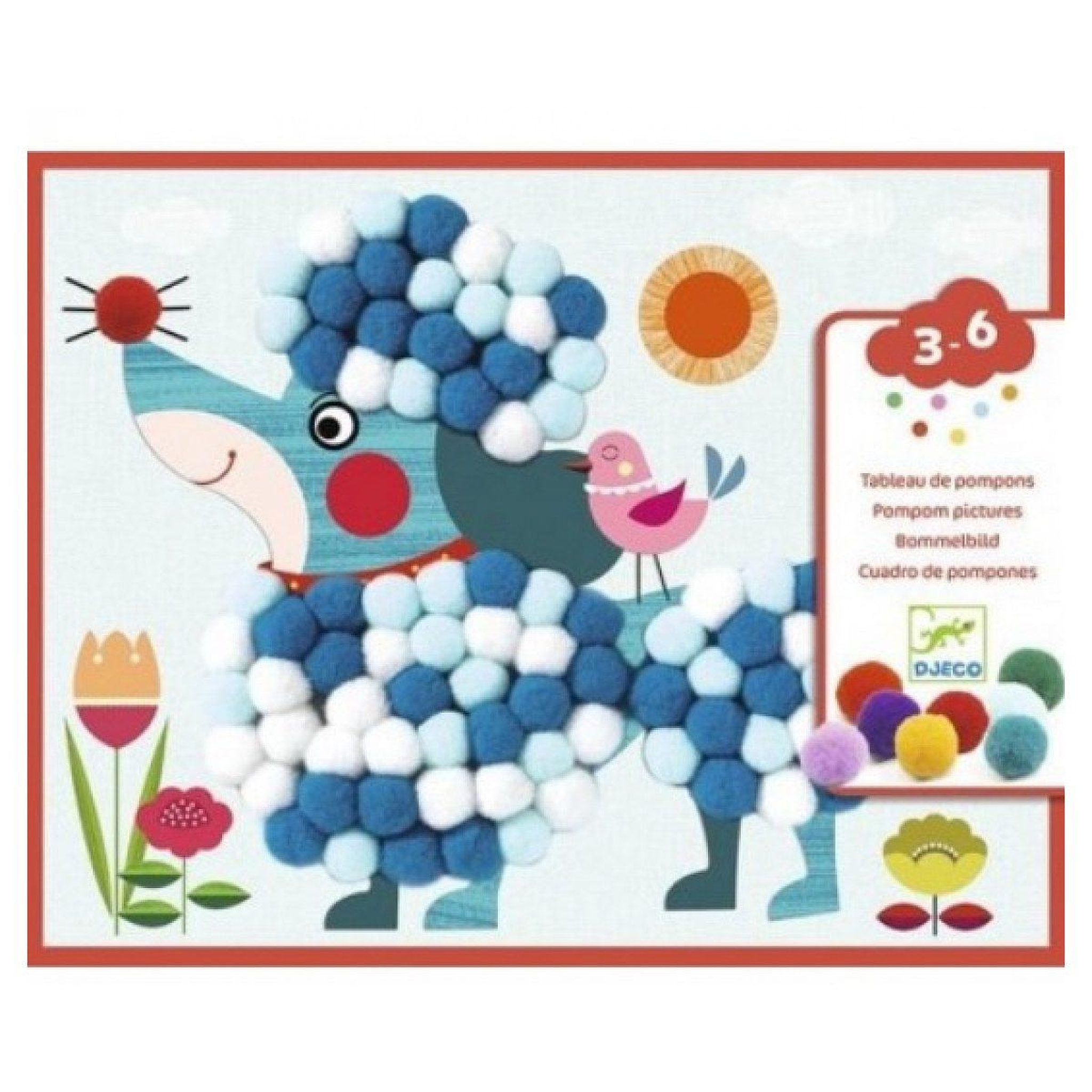 Voir la diapositive 2 : Djeco Collages pompons des chiens a caresser