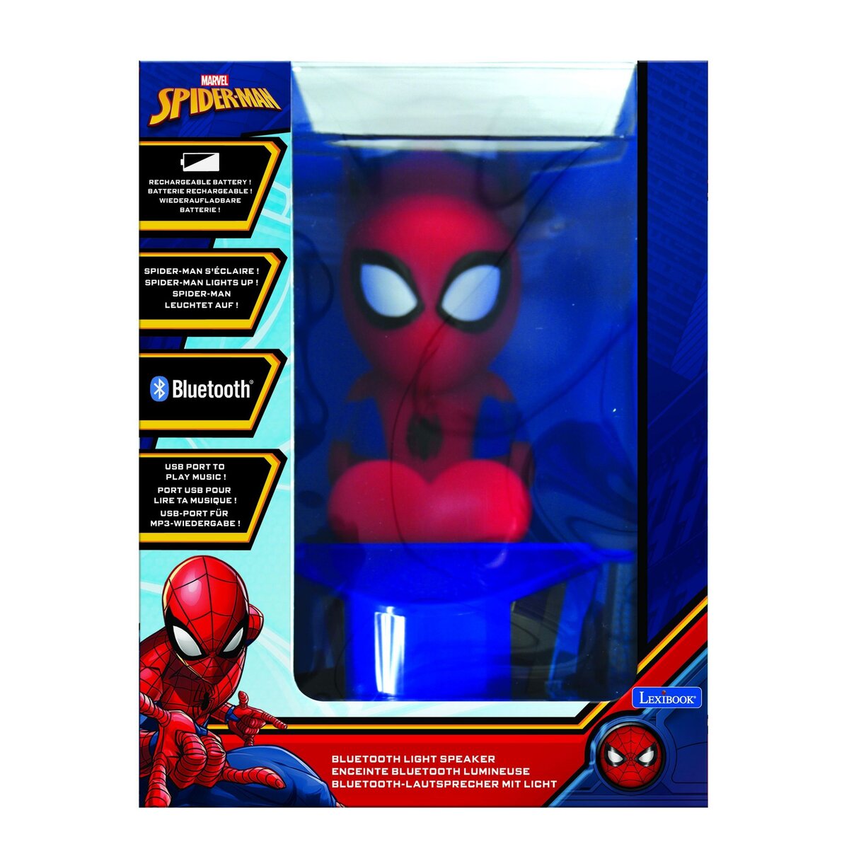 Lexibook Enceinte Bluetooth avec figurine lumineuse de Spiderman