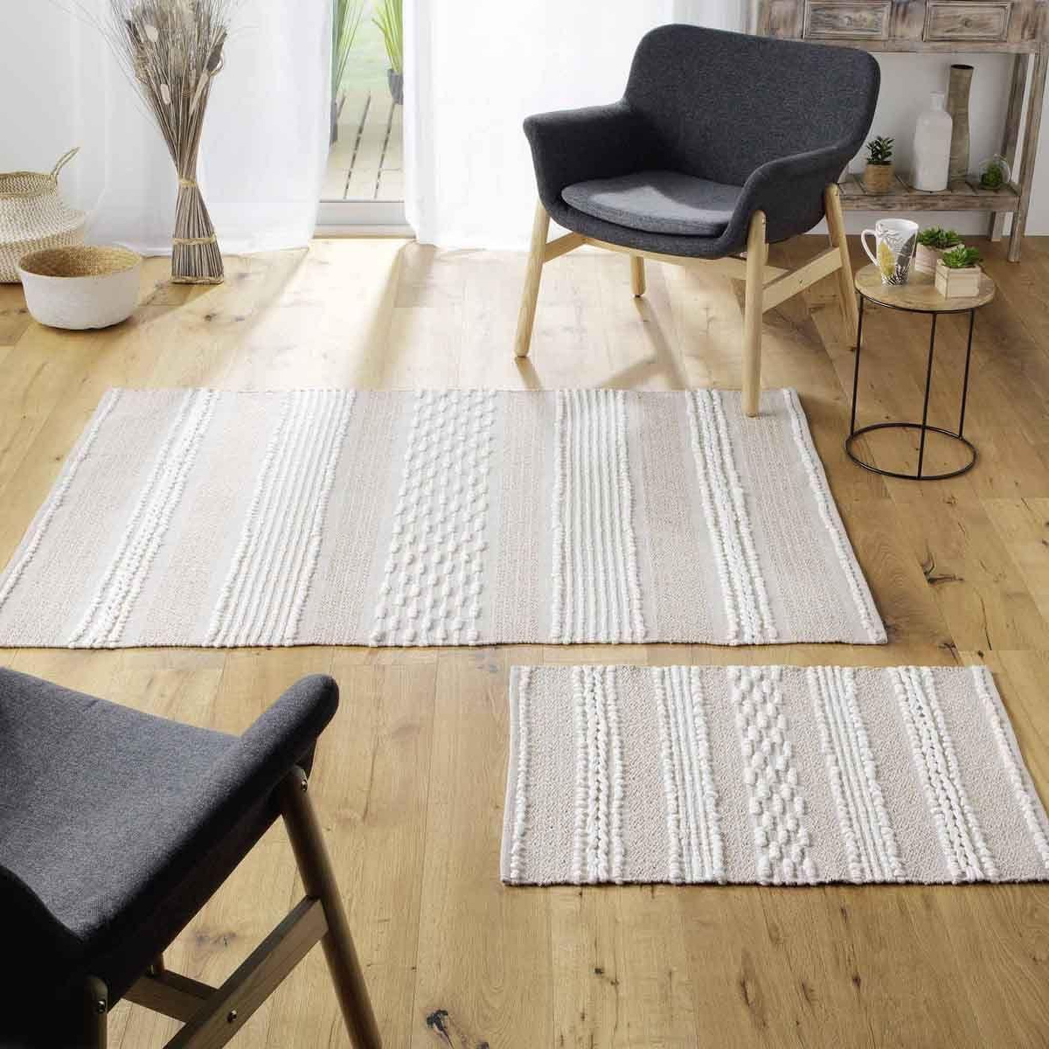 Voir la diapositive 3 : Douceur d'Intérieur Tapis déco  blanca  120x170cm naturel & blanc