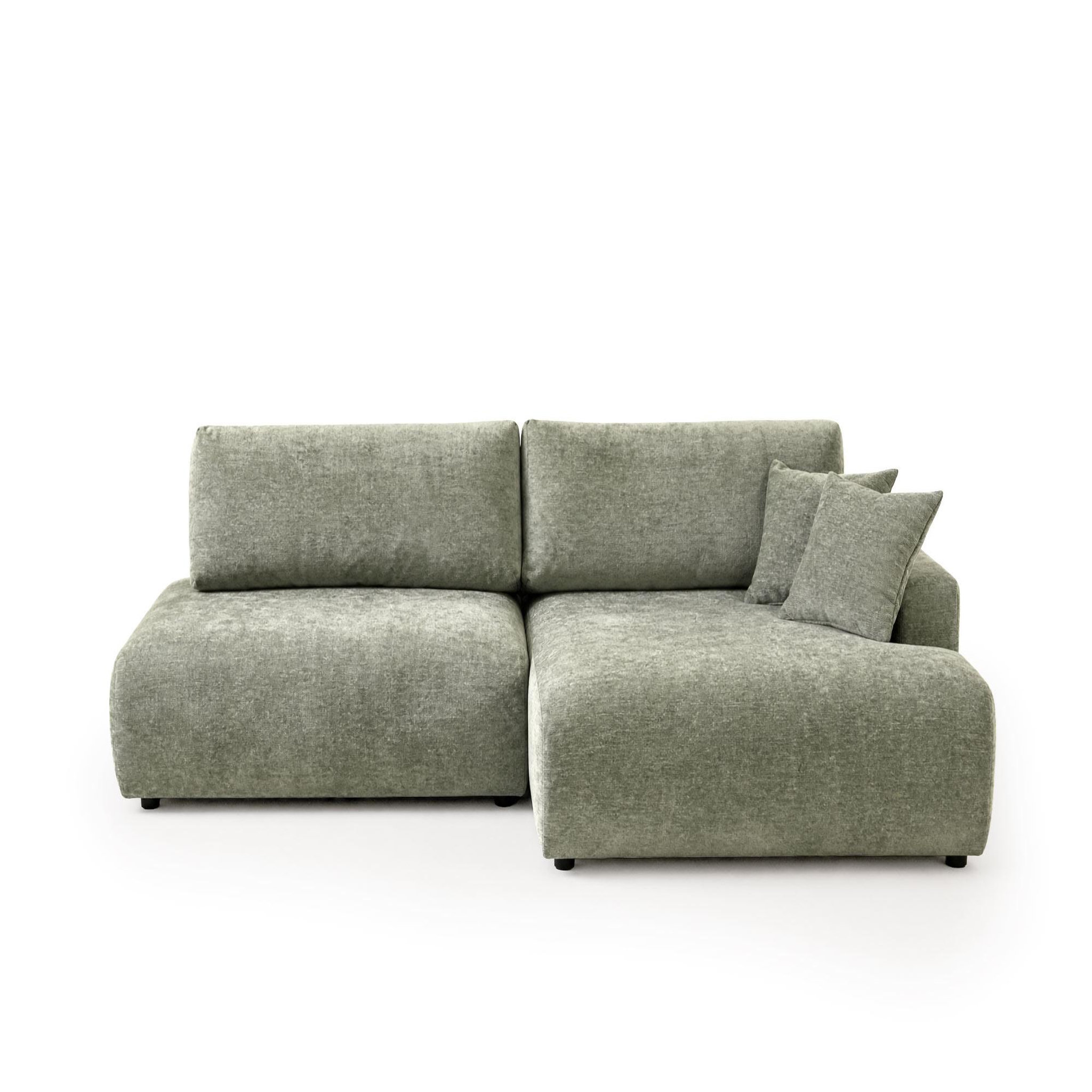 Voir la diapositive 1 : BEST MOBILIER Pivoine - canapé d'angle ouvert droit 4 places convertible avec coffre en tissu texturé