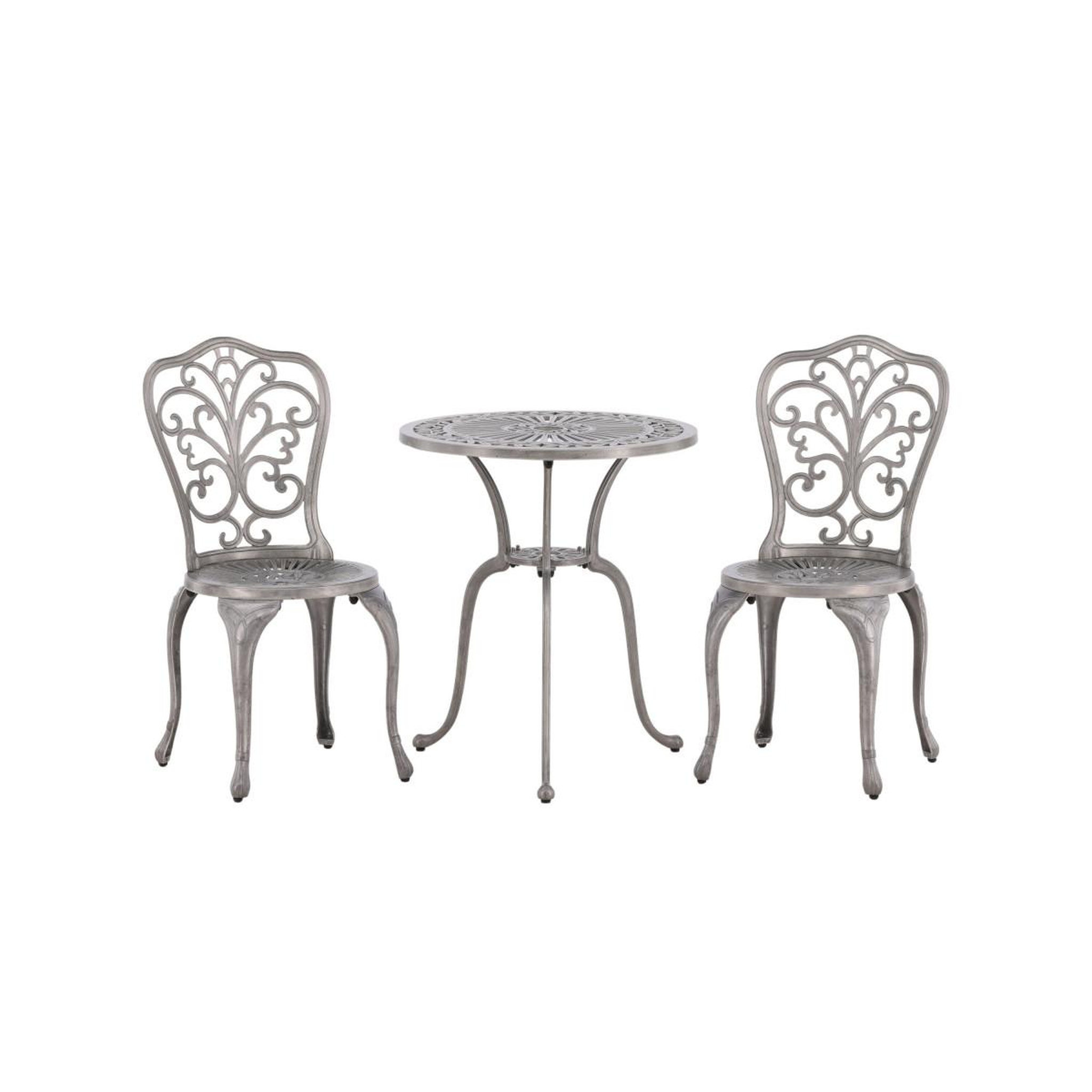 Voir la diapositive 5 : Paris Prix Ensemble table de jardin & 2 chaises  nandin  73cm argent