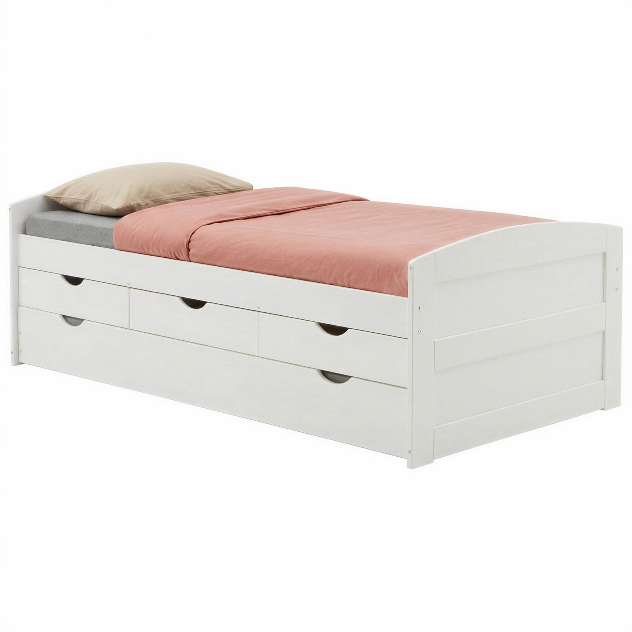Voir la diapositive 5 : IDIMEX Lit gigogne avec rangements jessy, 90 x 190 cm en pin massif
