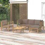 VIDAXL Salon de jardin 6 pcs avec coussins taupe bambou