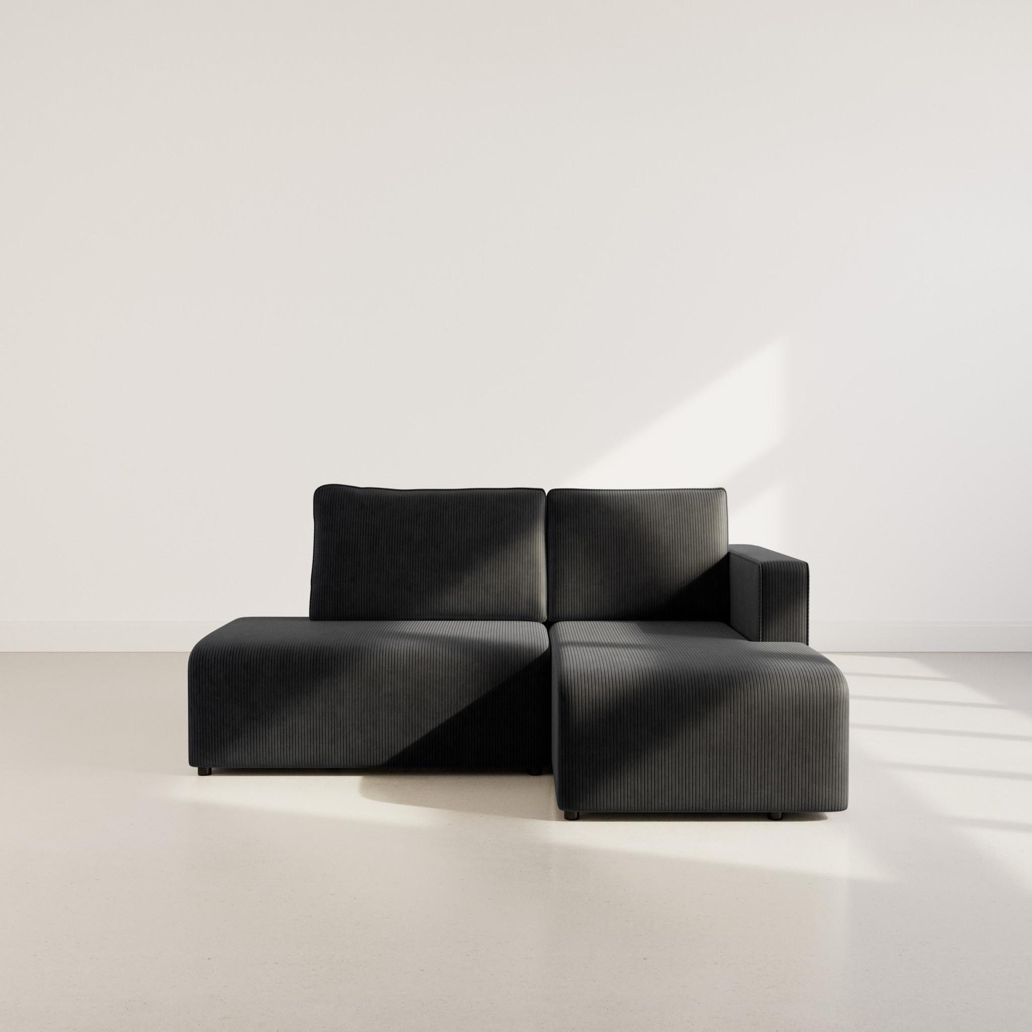 Voir la diapositive 5 : BEST MOBILIER Topaze - canapé d'angle droit 4 places convertible avec coffre en velours côtelé