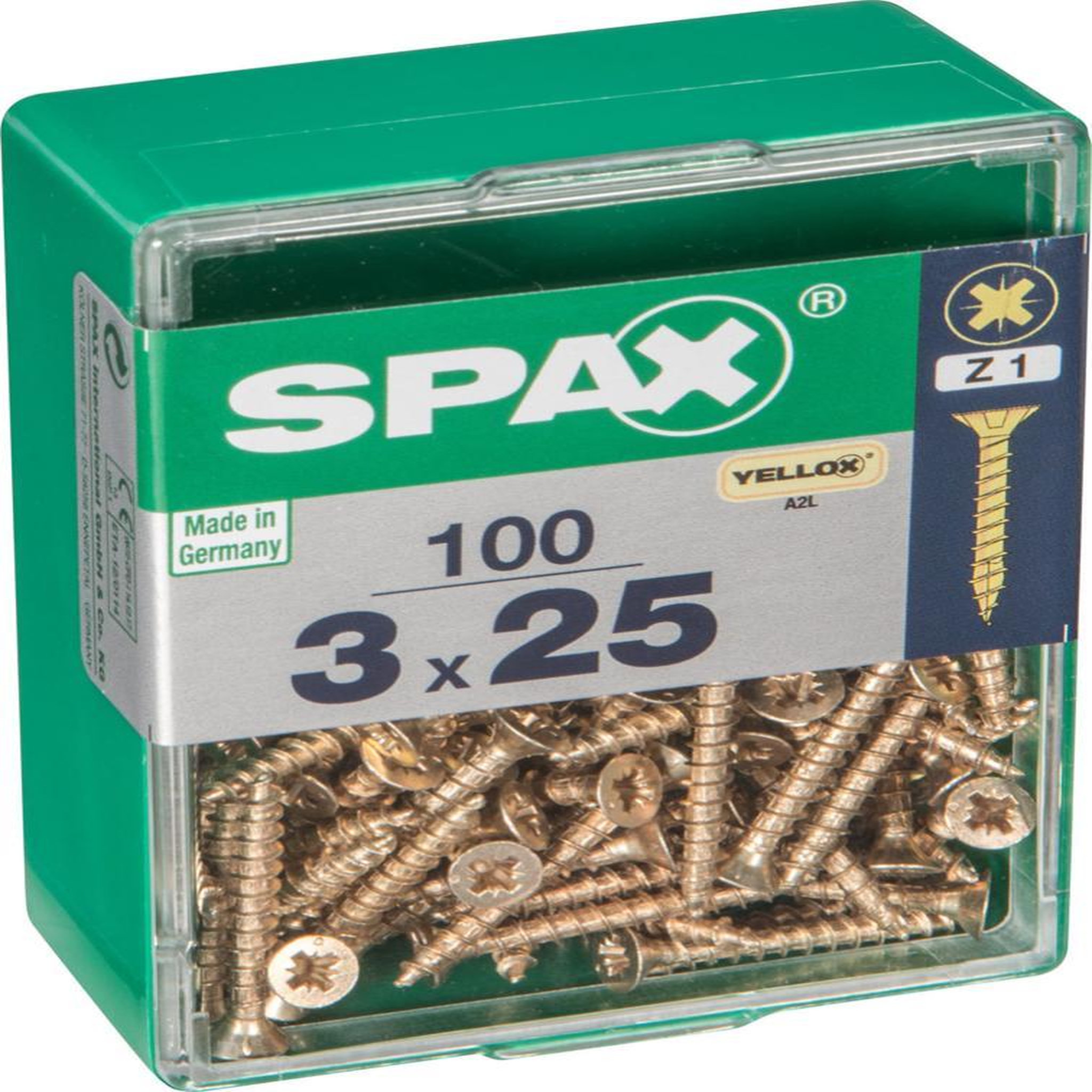 CENTRALE BRICO Lot de 100 vis acier tête fraisée pozidriv SPAX, Diam.3 mm x L.25 mm