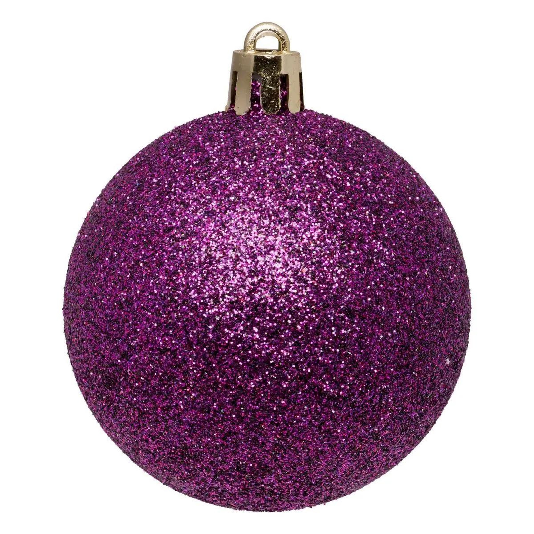 Voir la diapositive 2 : ATMOSPHERA Lot de 4 boules de noël  maison des couleurs   8cm violet
