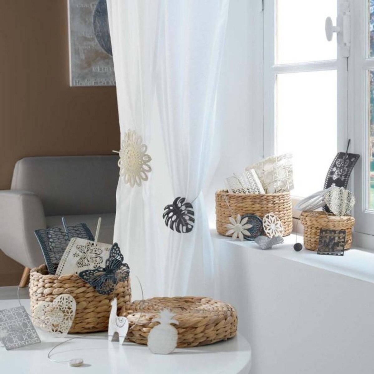 Paris Prix Embrasse de Rideau Broche  Ruchea  17cm Gris