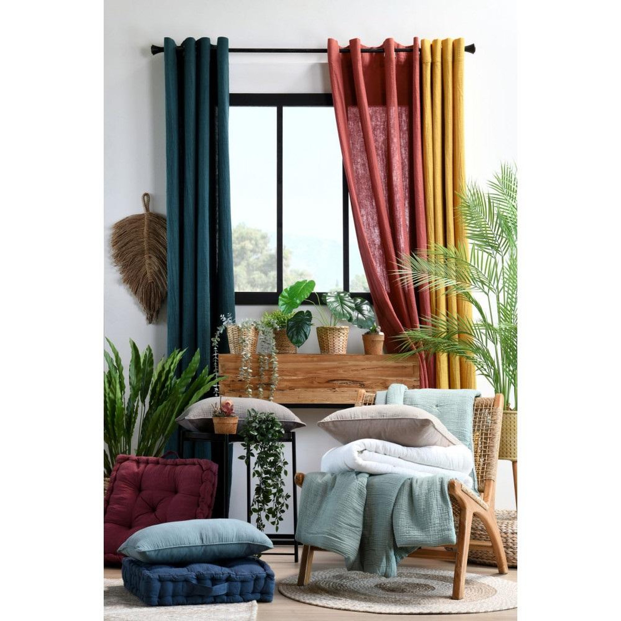 Voir la diapositive 3 : Eden Coussin de sol gaze de coton pop colors