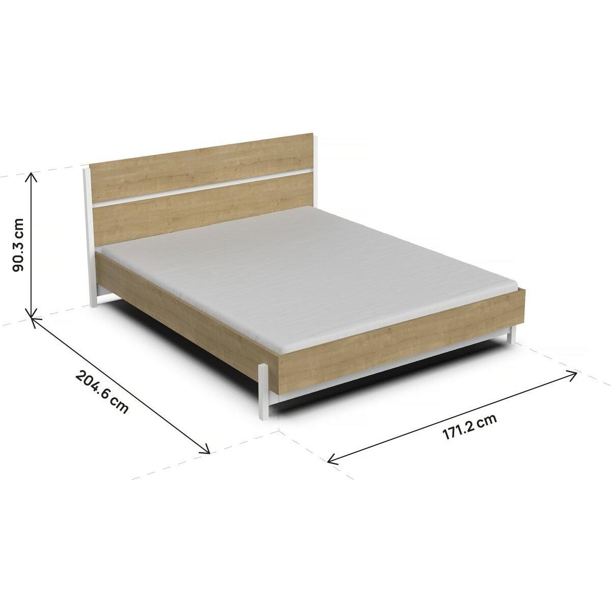Habitat et Jardin Lit Double  Craft  - 160 x 200 cm - Marron/Blanc