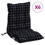 Voir la diapositive 2 : VIDAXL Coussins de chaise a dossier bas lot de 6 motif a carreaux noir