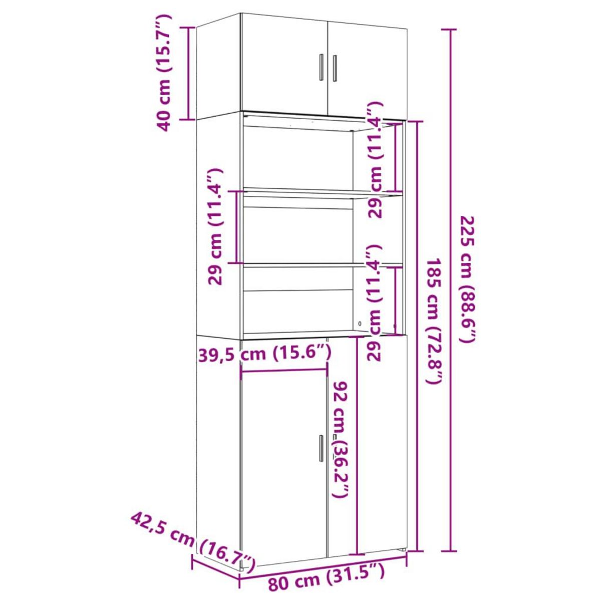 VIDAXL Armoire de rangement chene fume 80x42,5x225cm bois d'ingenierie