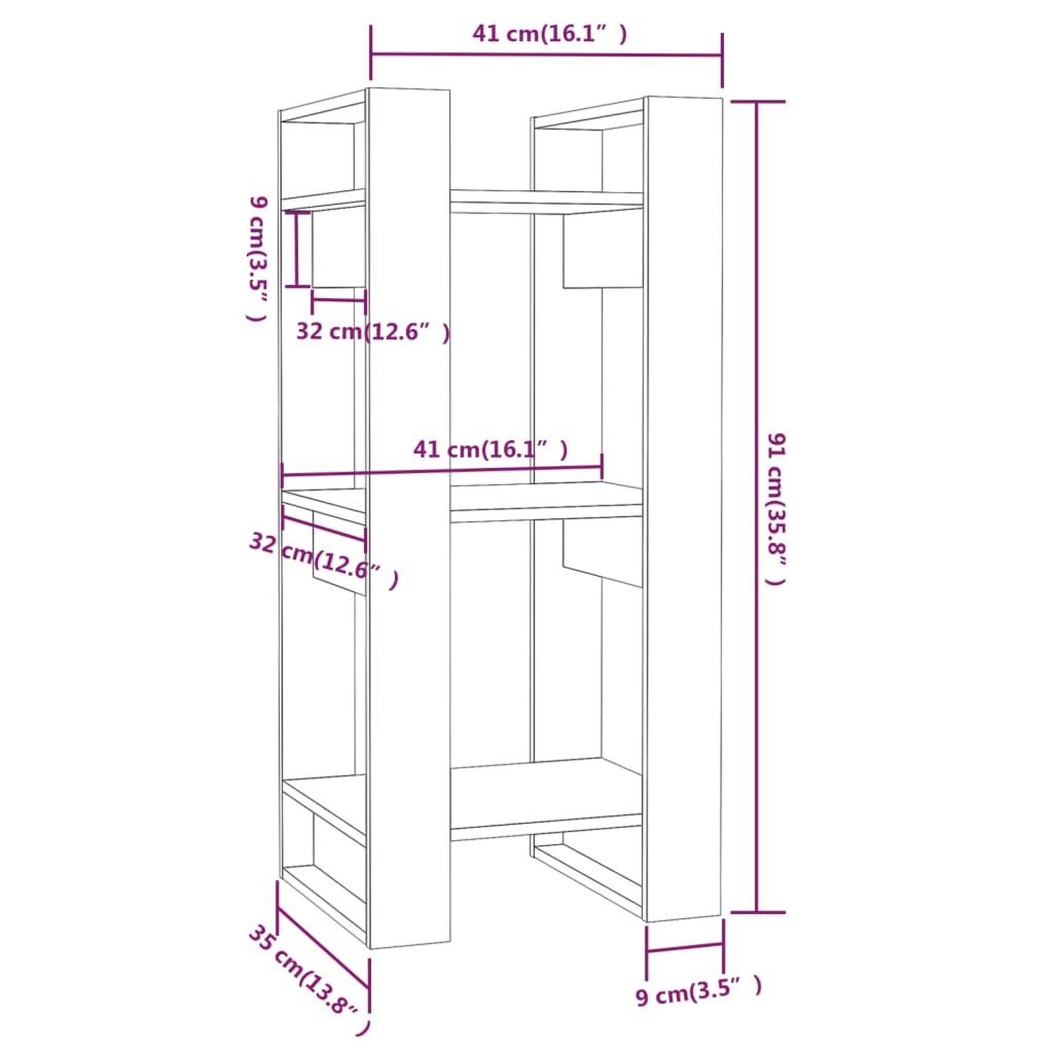 Voir la diapositive 6 : VIDAXL Bibliotheque/Separateur de piece Gris 41x35x91 cm Pin solide