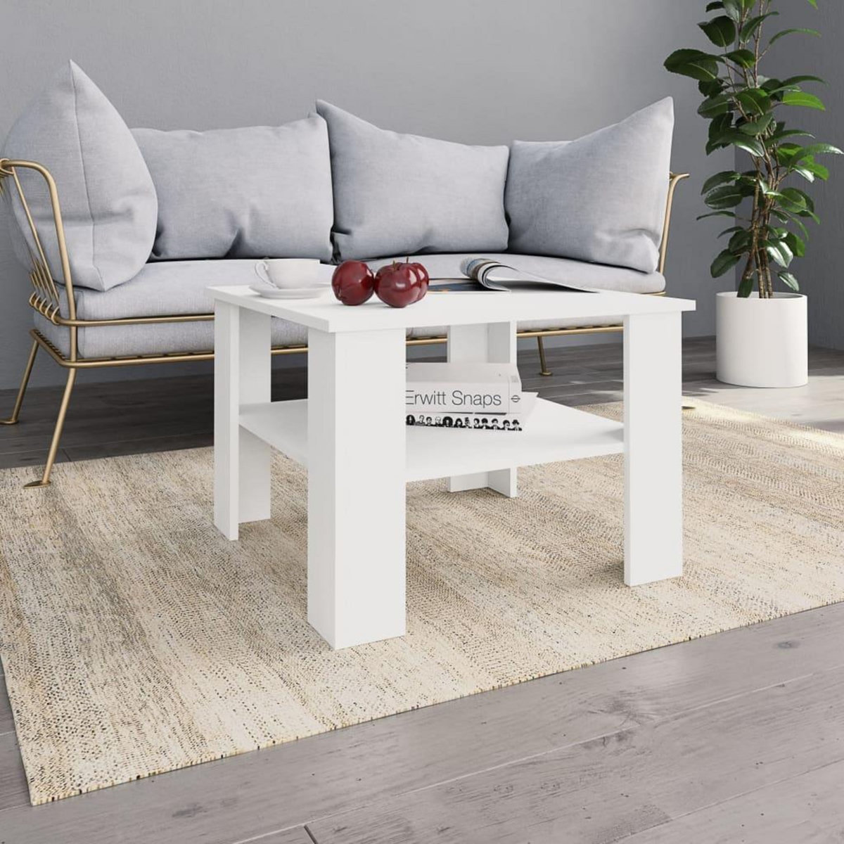 VIDAXL Table basse Blanc 60x60x42 cm Bois d'ingenierie