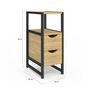 Voir la diapositive 4 : ID MARKET Lot de 2 tables de chevet DETROIT 2 tiroirs et 1 niche bois et métal noir design industriel