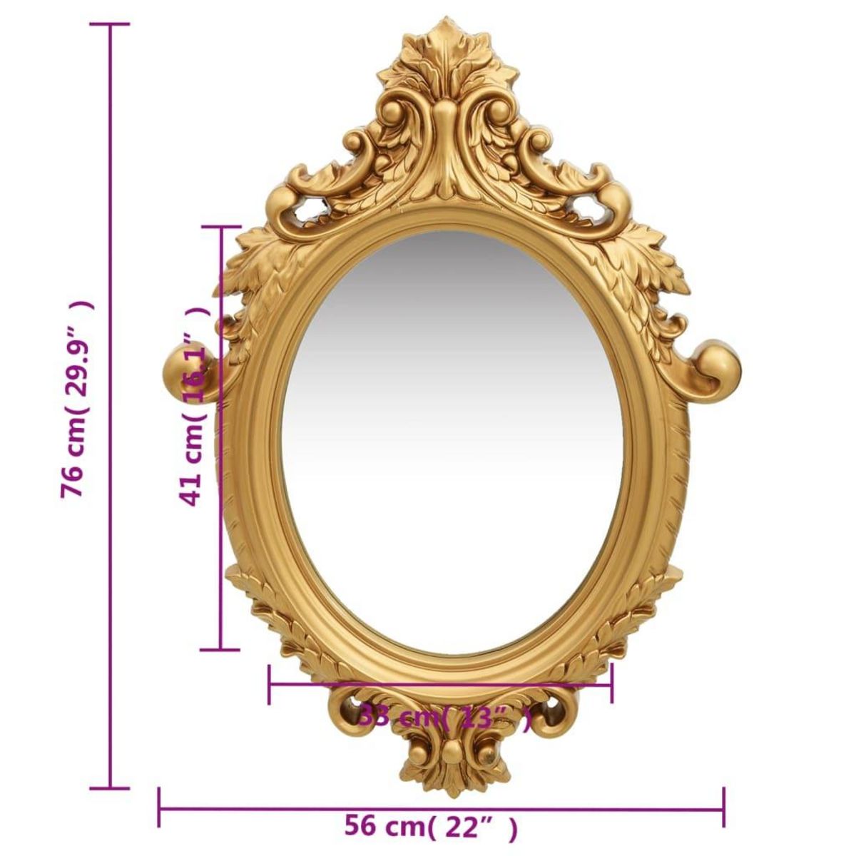 VIDAXL Miroir mural style chateau 56x76 cm Dore