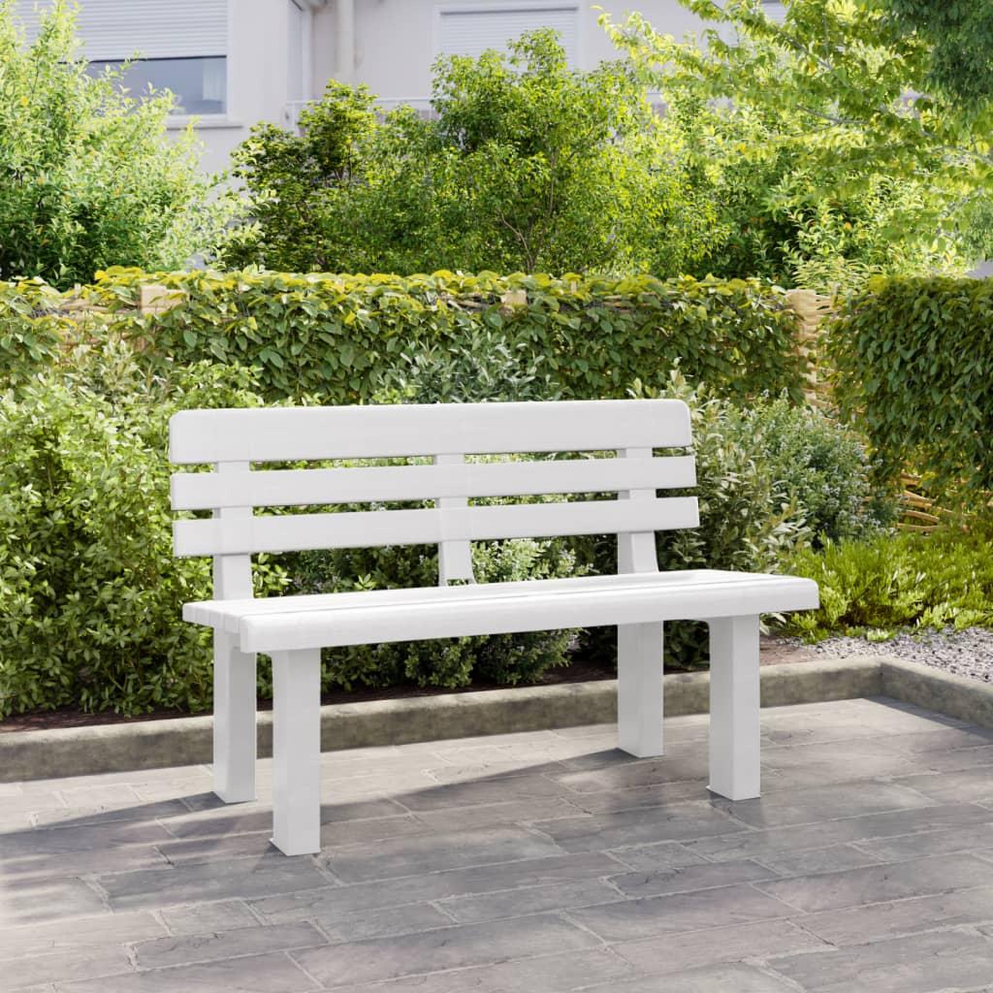 Voir la diapositive 3 : VIDAXL Banc de jardin blanc 110x52x71 cm polypropylene