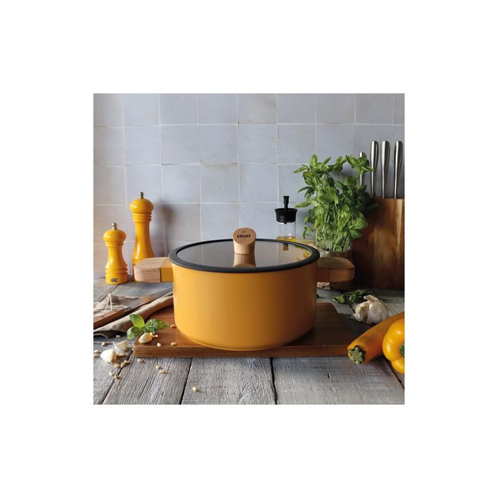 Voir la diapositive 4 : OGO LIVING Faitout 24cm avec couvercle jaune - 7930276
