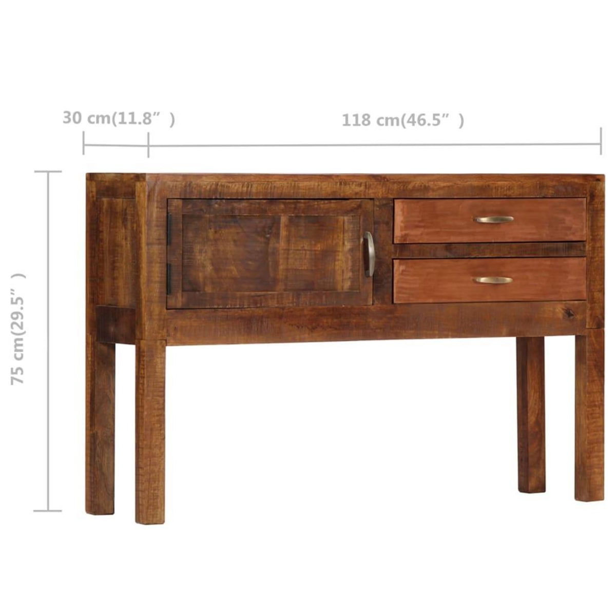 VIDAXL Buffet 118x30x75 cm Bois de manguier massif