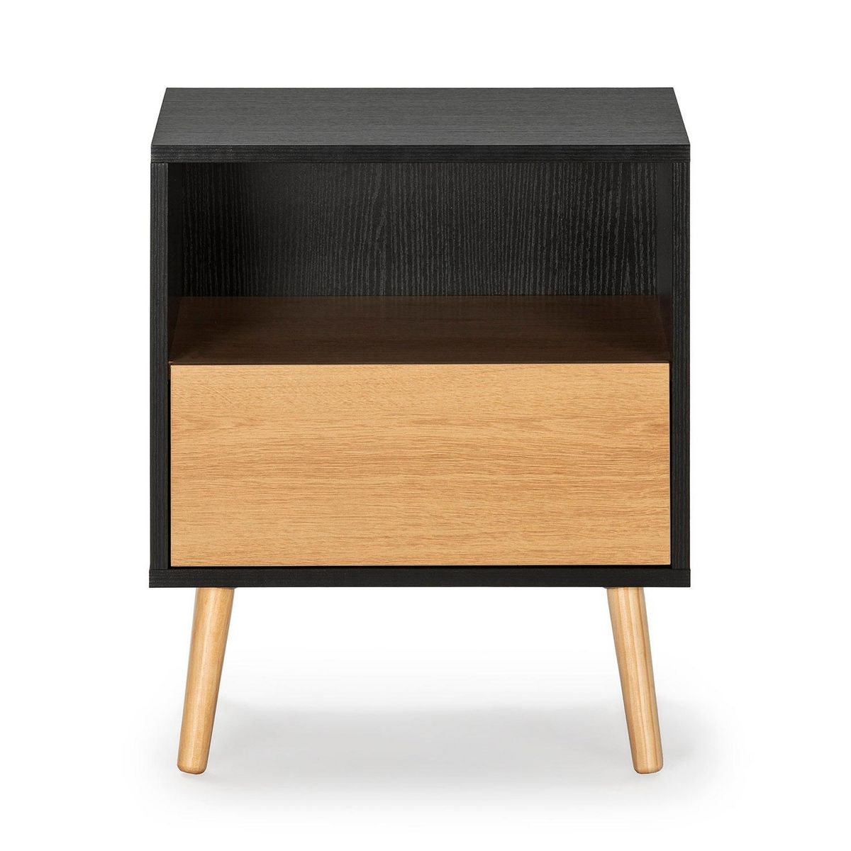 VS VENTA-STOCK Table de chevet 1 tiroir Apolo Couleur Noir/Bois