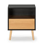 Voir la diapositive 4 : VS VENTA-STOCK Table de chevet 1 tiroir Apolo Couleur Noir/Bois