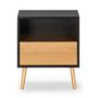 Voir la diapositive 4 : VS VENTA-STOCK Table de chevet 1 tiroir Apolo Couleur Noir/Bois