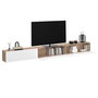 Voir la diapositive 4 : ID MARKET Meuble TV 300 cm suspendu ELIO 3 portes bois et blanc