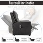 HOMCOM Fauteuil releveur de massage électrique fauteuil de relaxation inclinable avec repose-pied télécommande revêtement synthétique tissu 86 x 92,5 x 104 gris