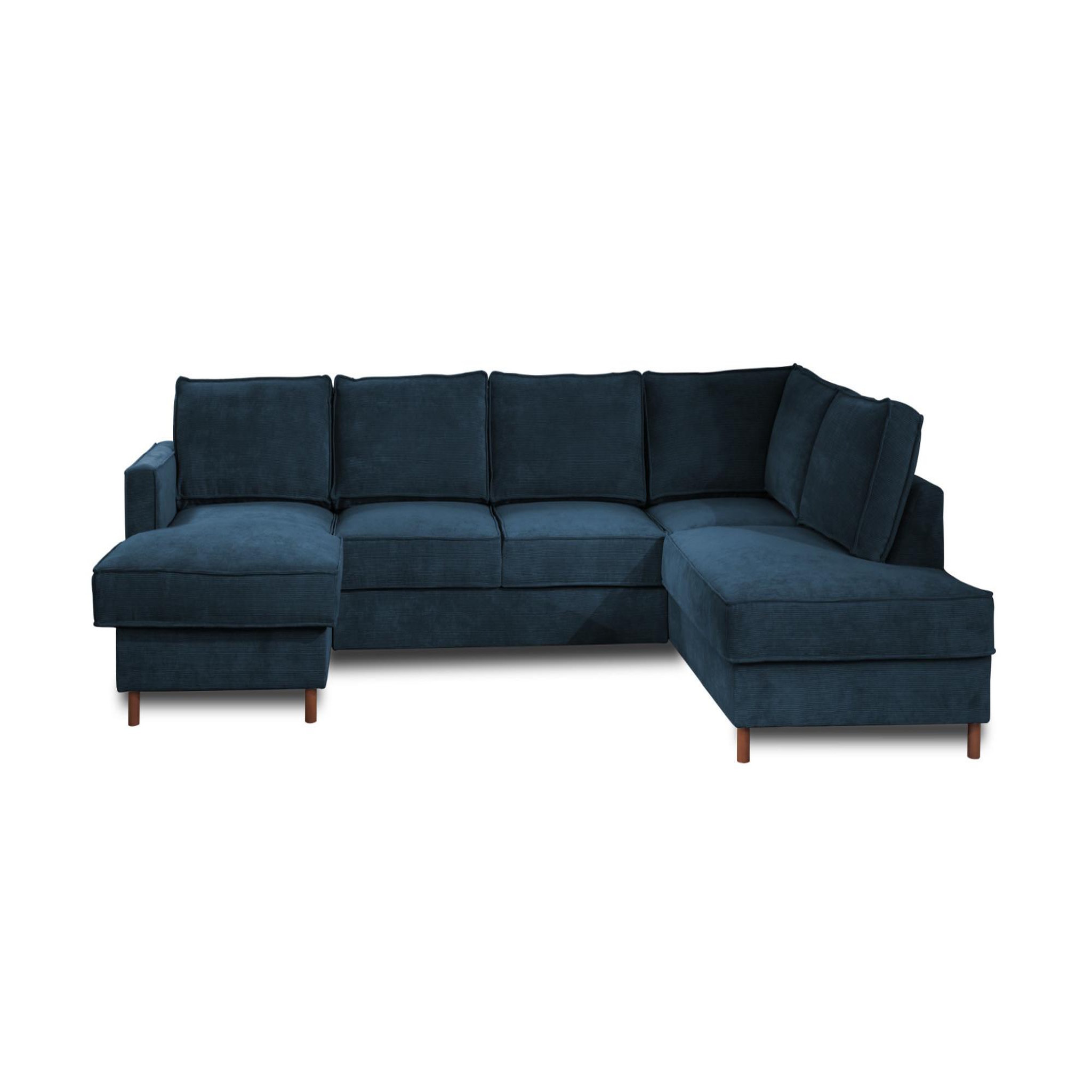 BEST MOBILIER Jake - canapé panoramique d'angle droit - convertible avec coffre - 7 places - en velours côtelé. Coloris disponibles : Gris, Bleu, Vert, Orange, Beige