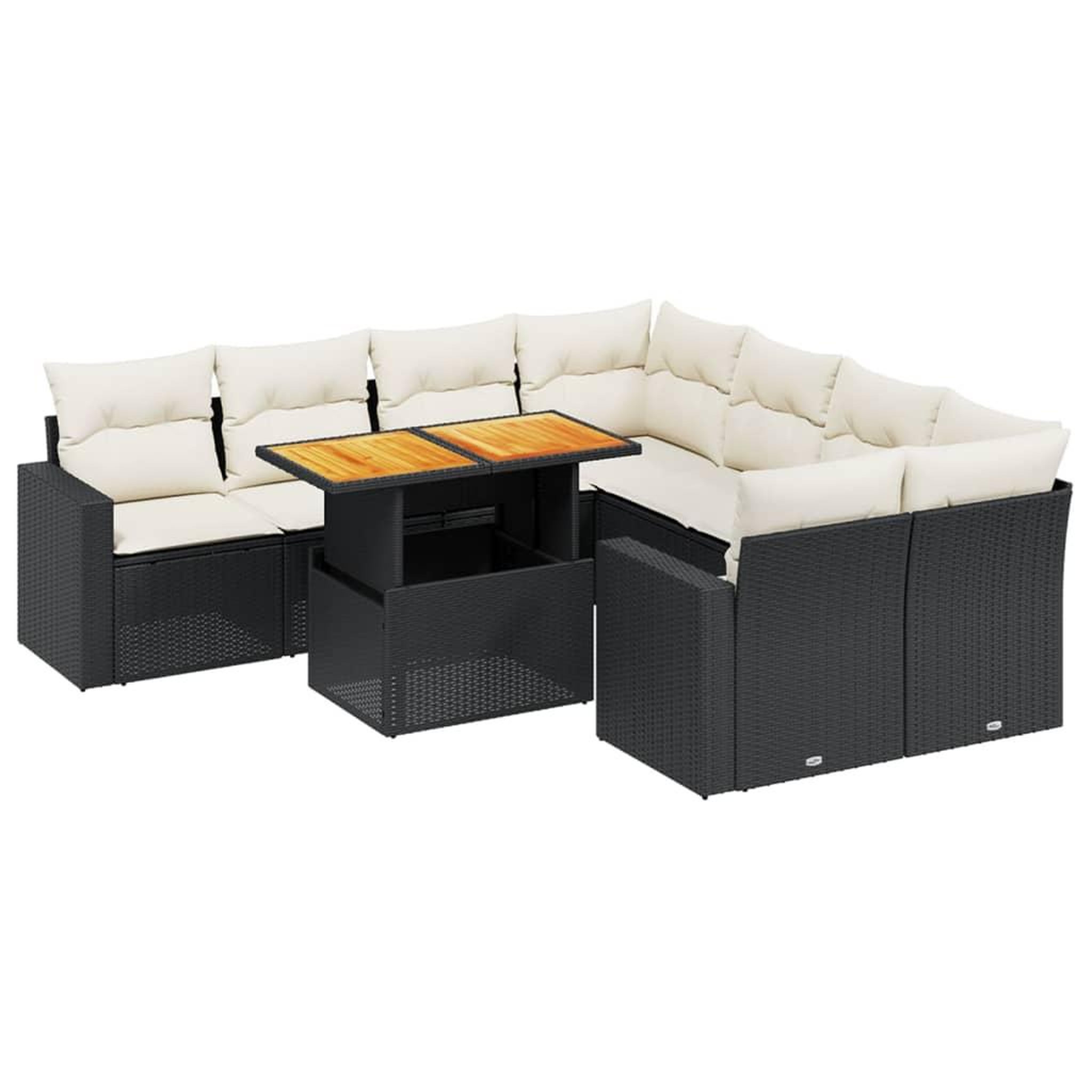 Voir la diapositive 2 : VIDAXL Salon de jardin 9 pcs avec coussins noir resine tressee