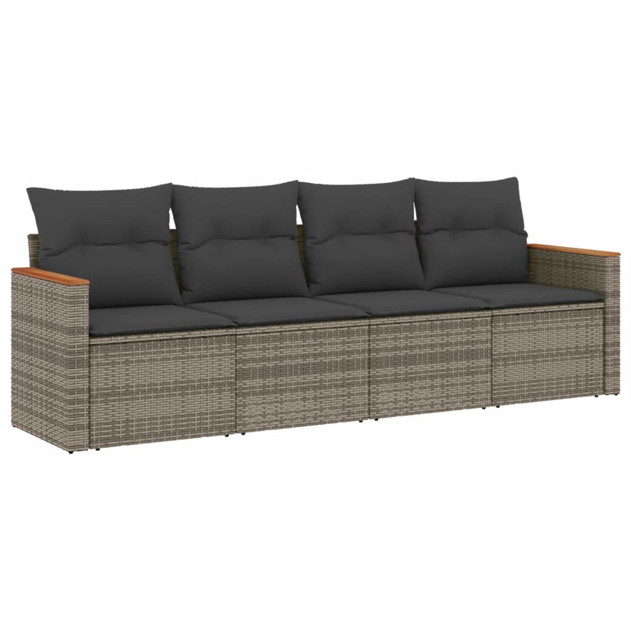 Voir la diapositive 2 : VIDAXL Salon de jardin 4 pcs avec coussins gris resine tressee