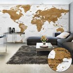 Paris Prix Papier Peint XXL  World Map : White Oceans II  280x500cm
