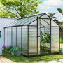 Voir la diapositive 2 : OUTSUNNY Serre de jardin alu polycarbonate 5,5 m² dim. 3,03x1,83x1,95m fondation lucarne porte loquet anthracite