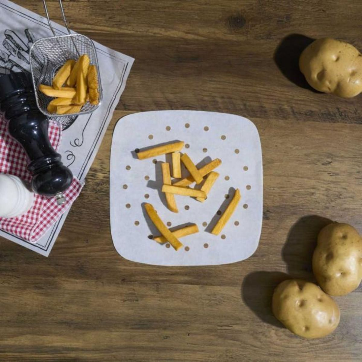 Paris Prix Lot de 25 Feuilles de Cuisson  Friteuse à Air  22cm Blanc