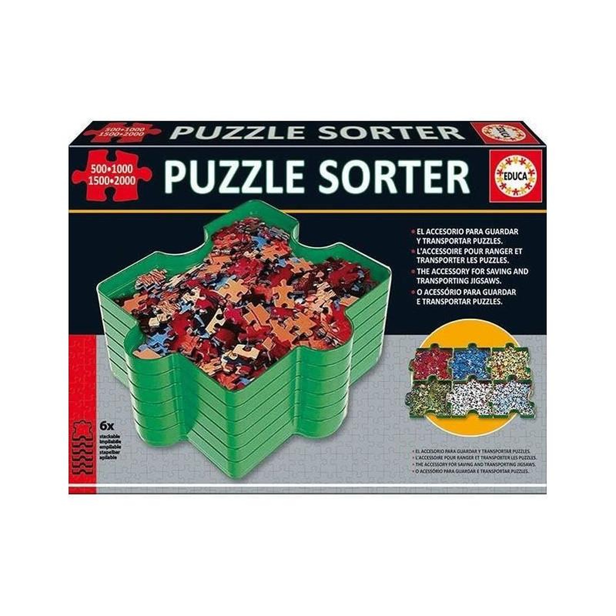 EDUCA Accessoire puzzle rangement séparateur 6 plateaux empilables et emboîtables – Educa