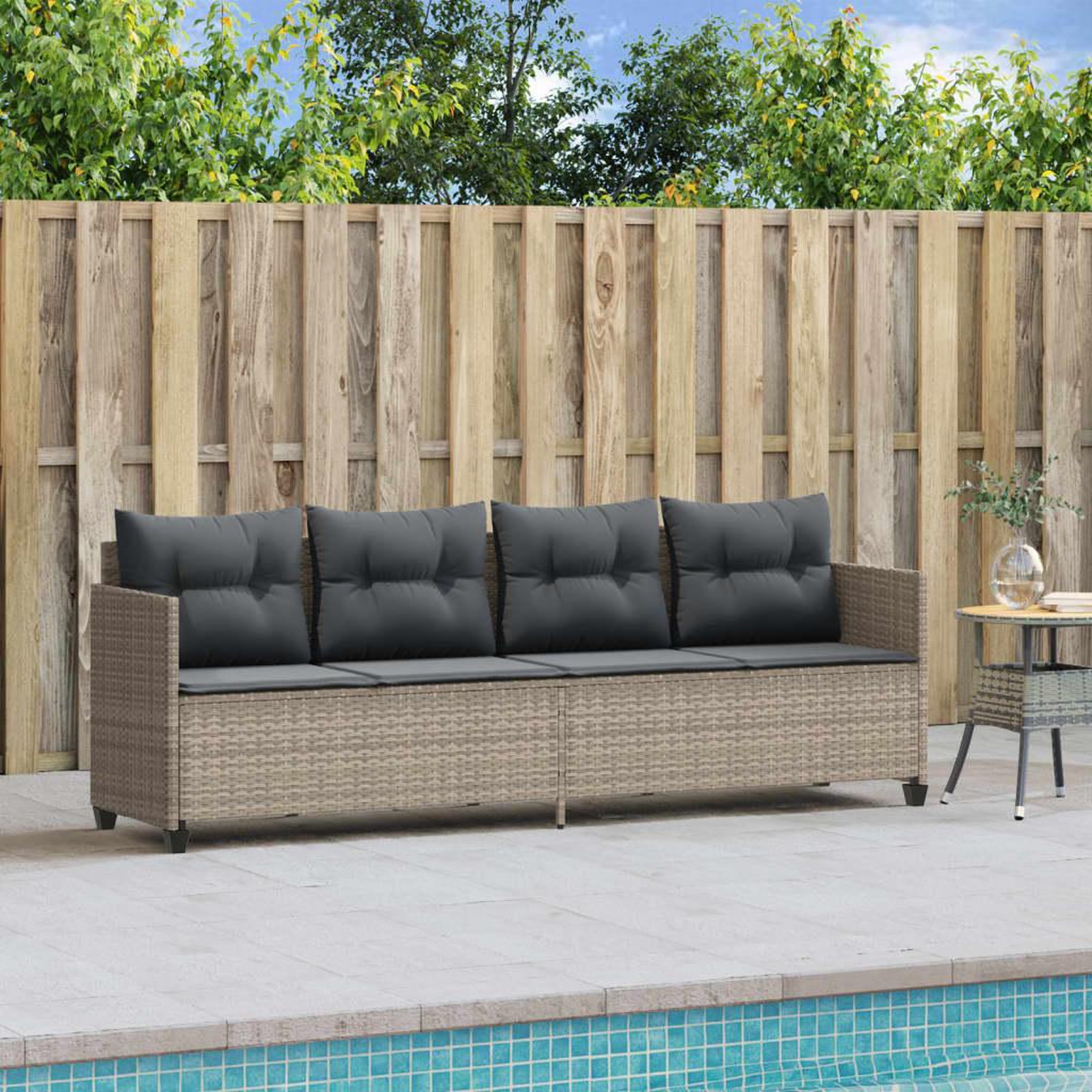 Voir la diapositive 3 : VIDAXL Chaise longue avec coussins gris clair resine tressee