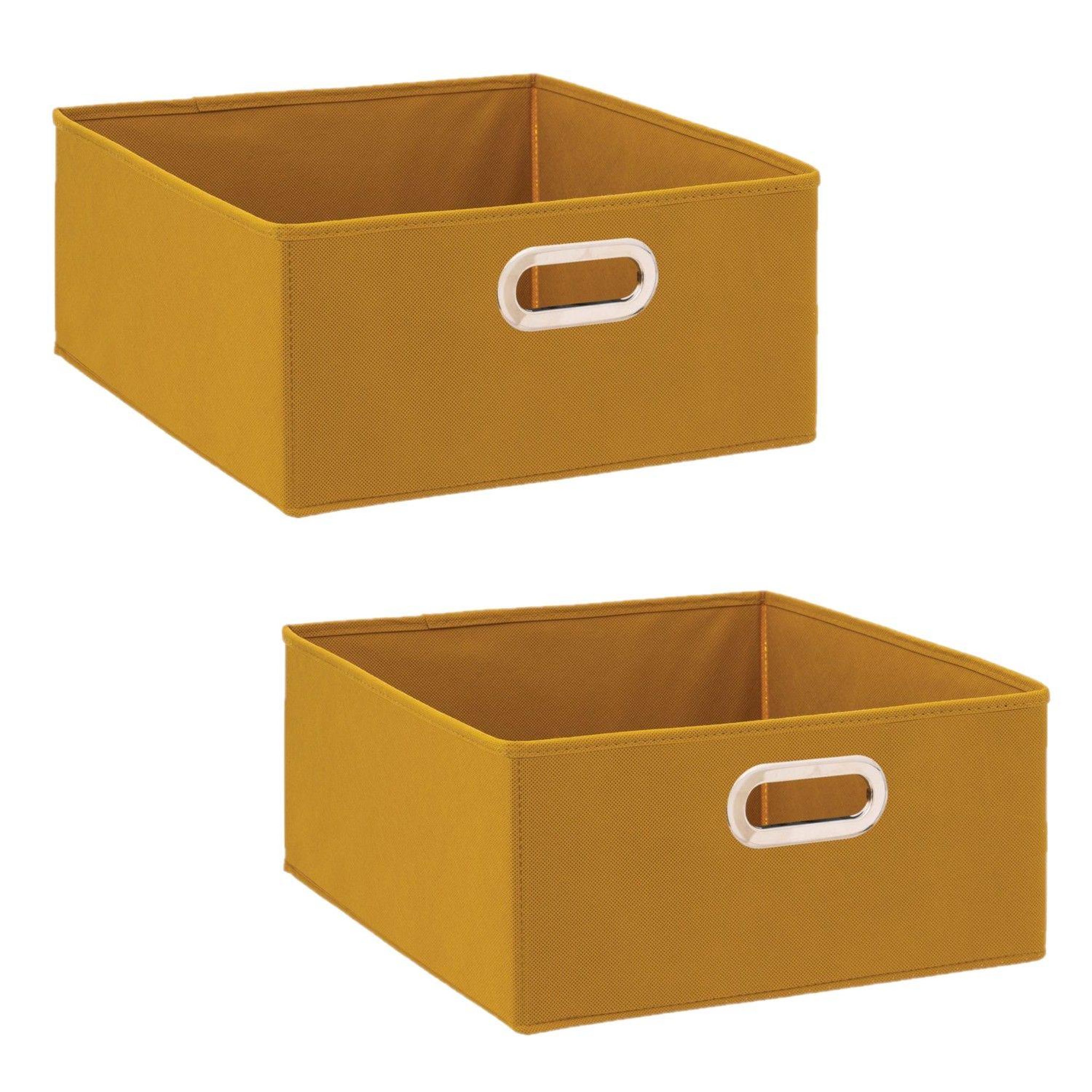 Voir la diapositive 1 : TOILINUX Lot de 2 boîtes de rangement carrées en tissu MIX' N MODUL