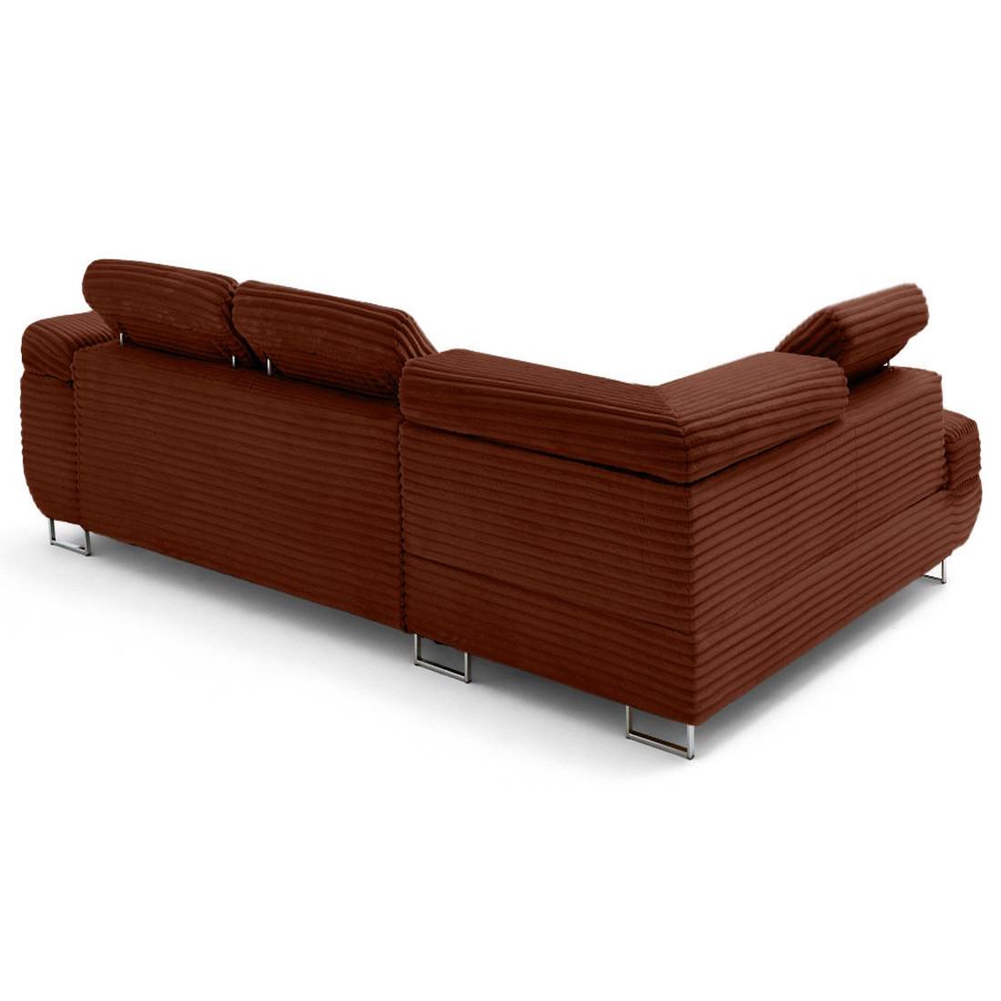 Voir la diapositive 4 : LISA DESIGN Zaria - canapé d'angle gauche 5 places convertible avec coffre et têtières en velours côtelé grosses côtes