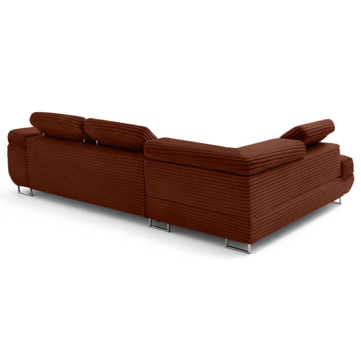 LISA DESIGN Zaria - canapé d'angle gauche 5 places convertible avec coffre et têtières en velours côtelé grosses côtes