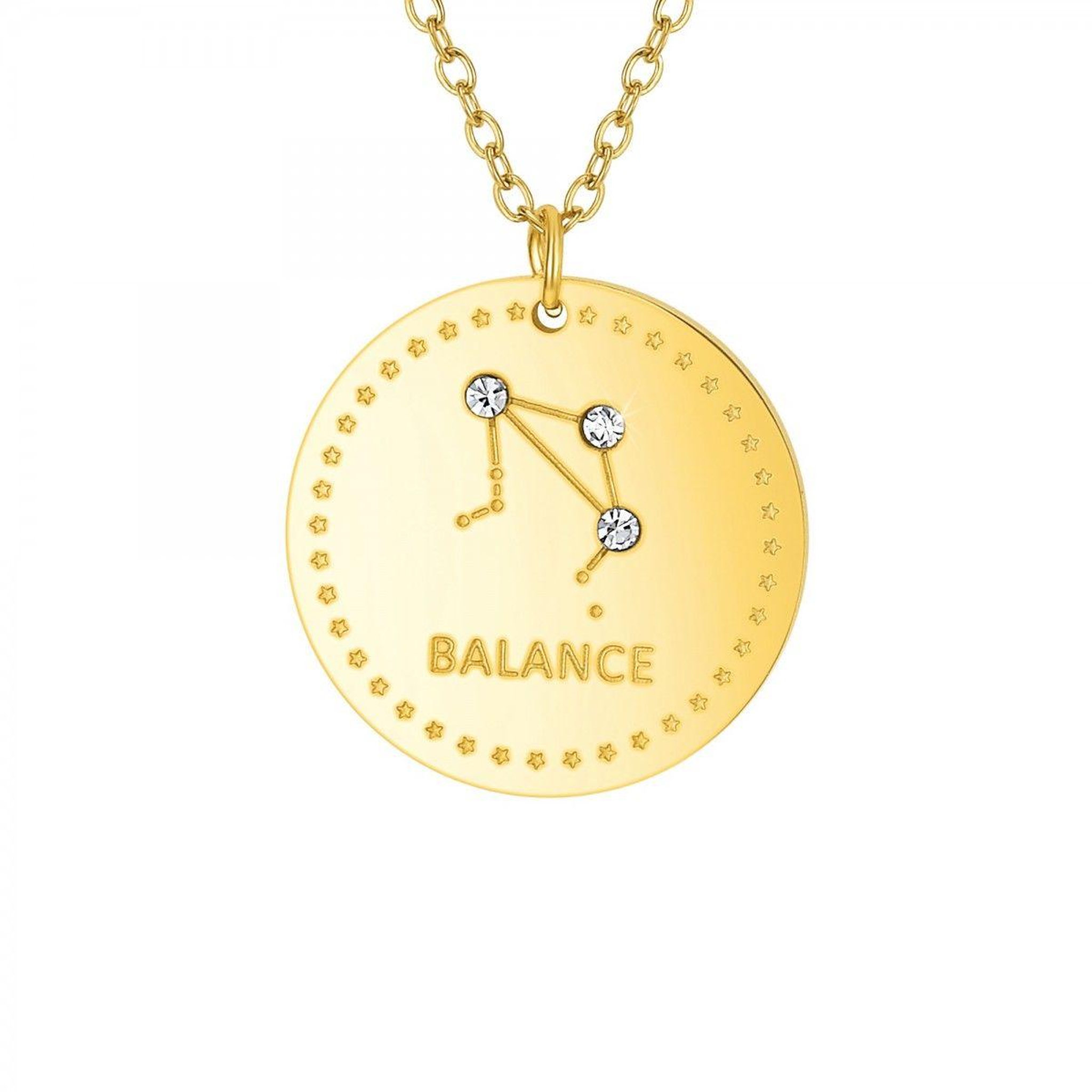 SC BOHEME Collier astrologie  Balance  SC Bohème orné de Cristaux scintillants en Acier Finement doré