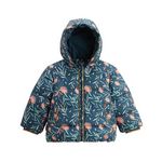 Petit Béguin Doudoune enfant imperméable doublée polaire avec capuche Dina. Coloris disponibles : Bleu