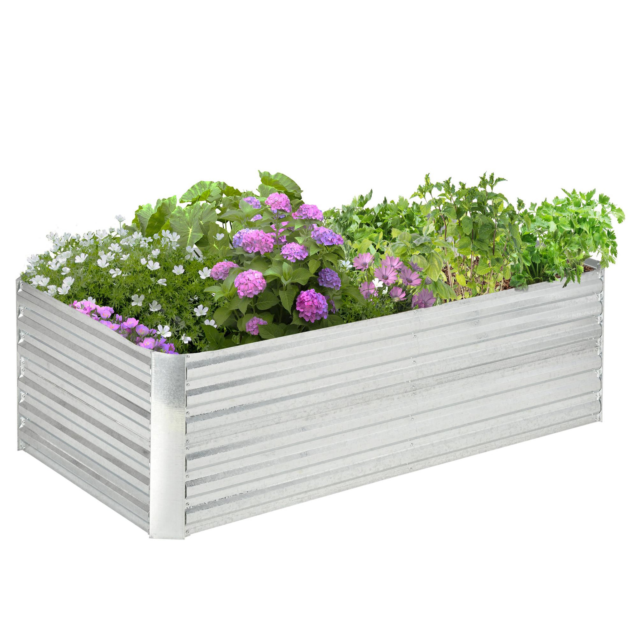 Voir la diapositive 1 : OUTSUNNY Carré potager de jardin renforcé - dim. 180L x 90l x 59H cm - tôle d'acier ondulée galvanisée