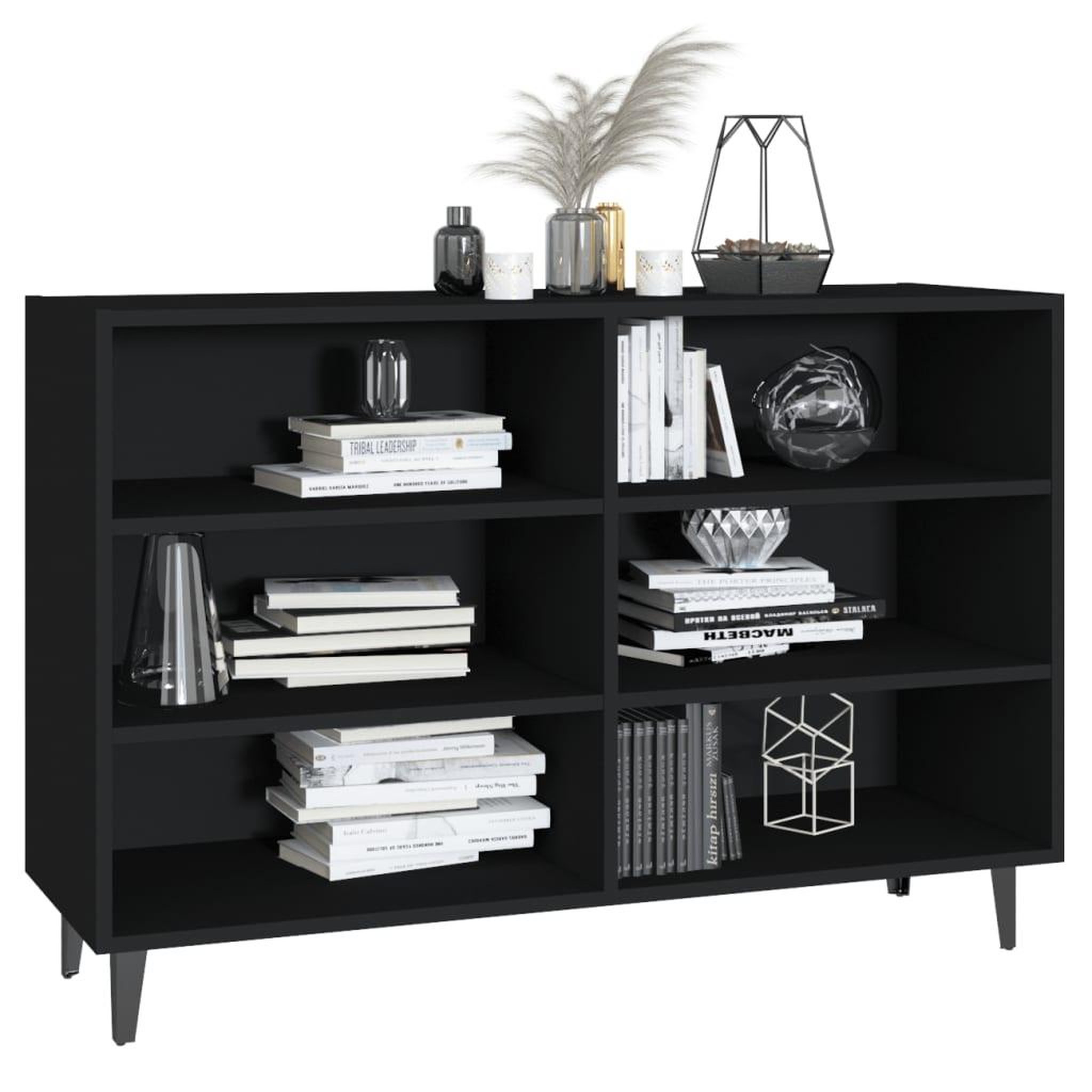 Voir la diapositive 3 : VIDAXL Buffet noir 103,5x35x70 cm bois d'ingenierie
