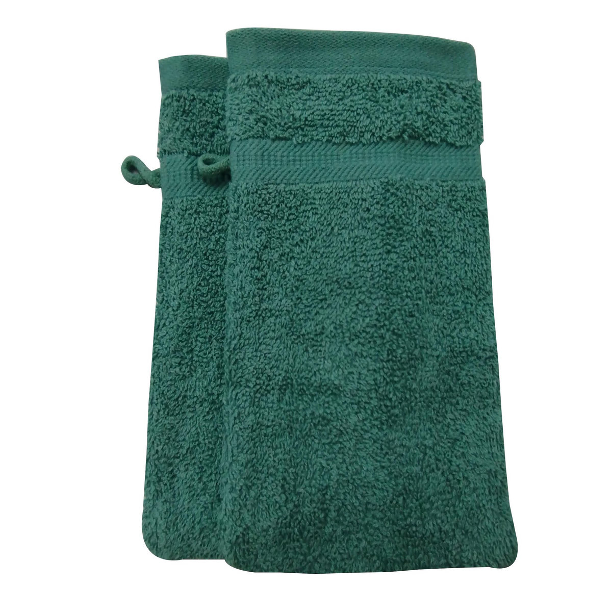 Lot de 2 gants de toilette uni en coton 450 g/m²