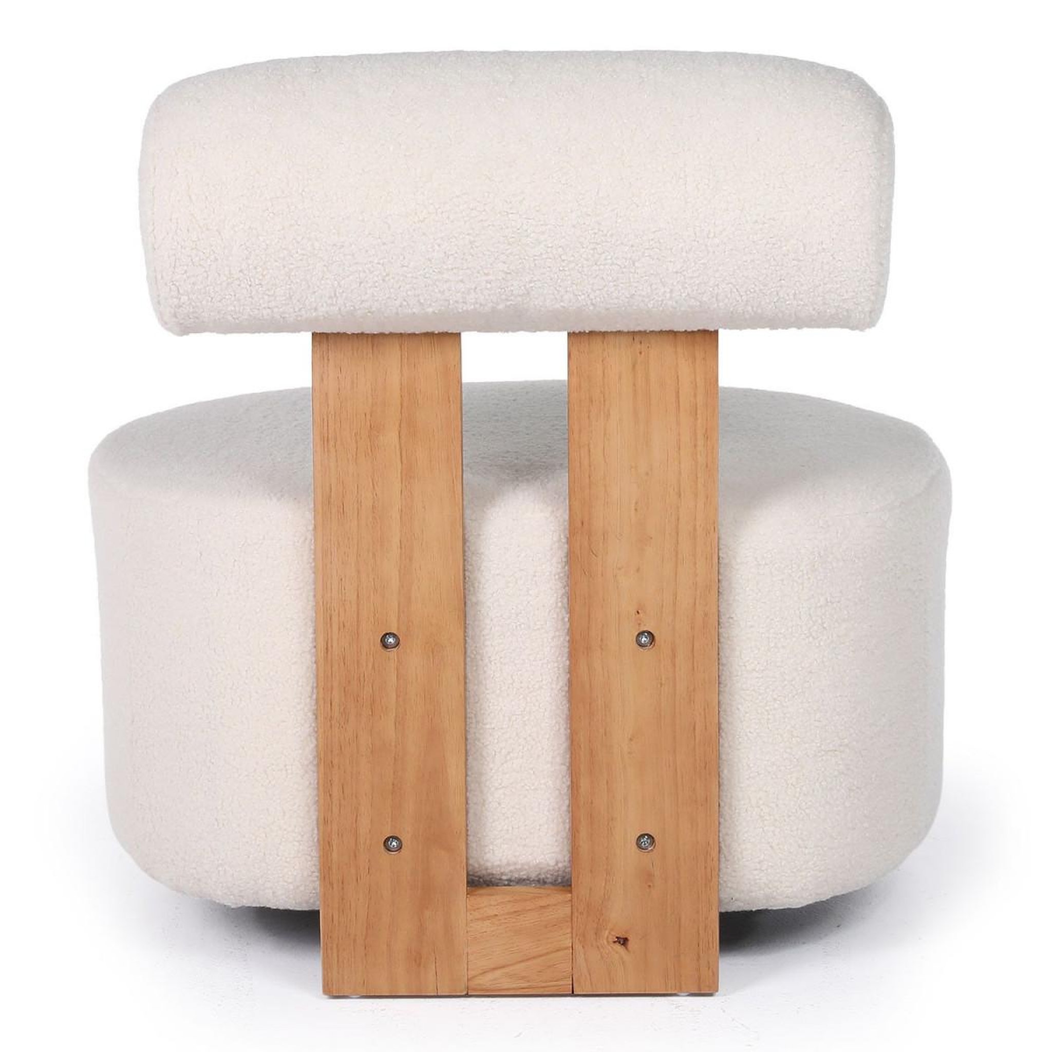 Voir la diapositive 5 : Paris Prix Fauteuil design en tissu bouclette  jasper  73cm beige & naturel