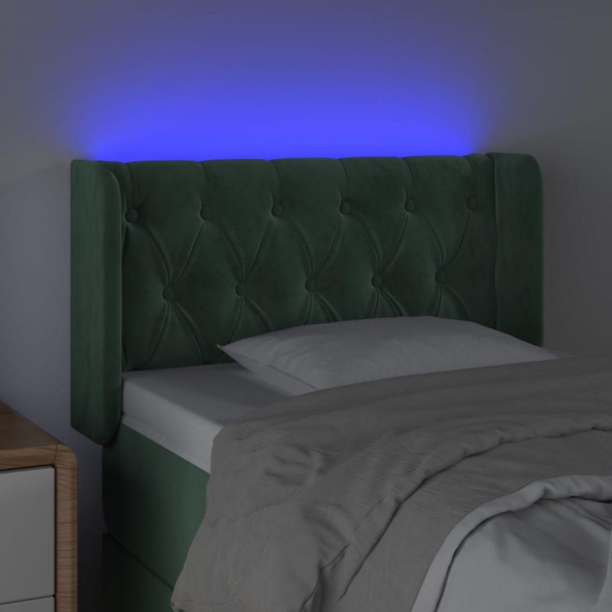 VIDAXL Tete de lit a LED Vert fonce 83x16x78/88 cm Velours