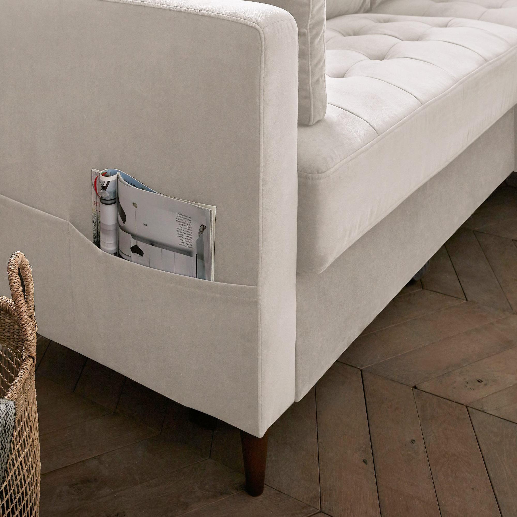 Voir la diapositive 5 : BEST MOBILIER Anna - canapé d'angle droit - 4 places - convertible avec coffre - en velours