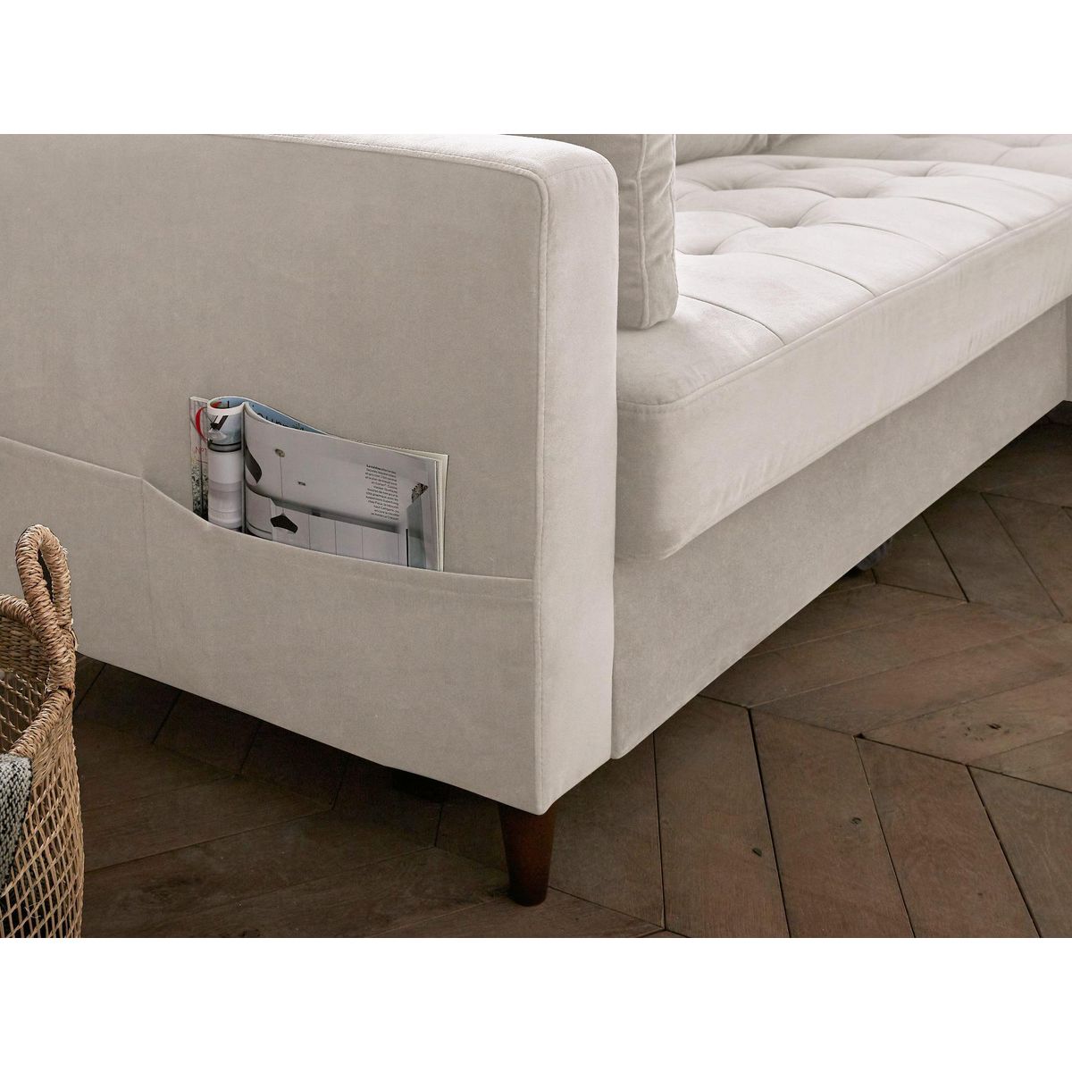 LISA DESIGN Anna - canapé d'angle droit - 4 places - convertible avec coffre - en velours