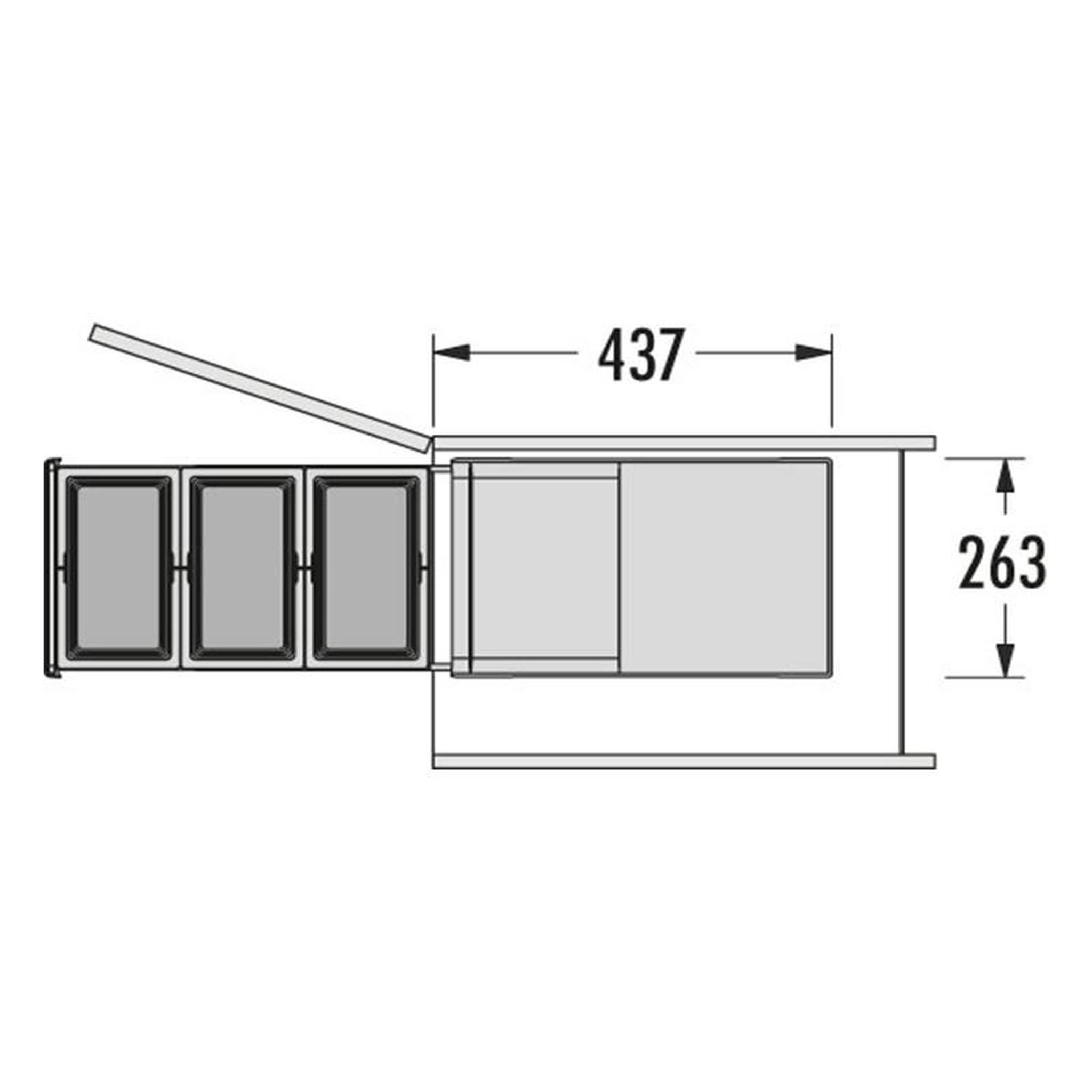 Voir la diapositive 3 : HAILO Poubelle de cuisine 3 bacs encastrables 24l (8+8+8) hailo as tandem