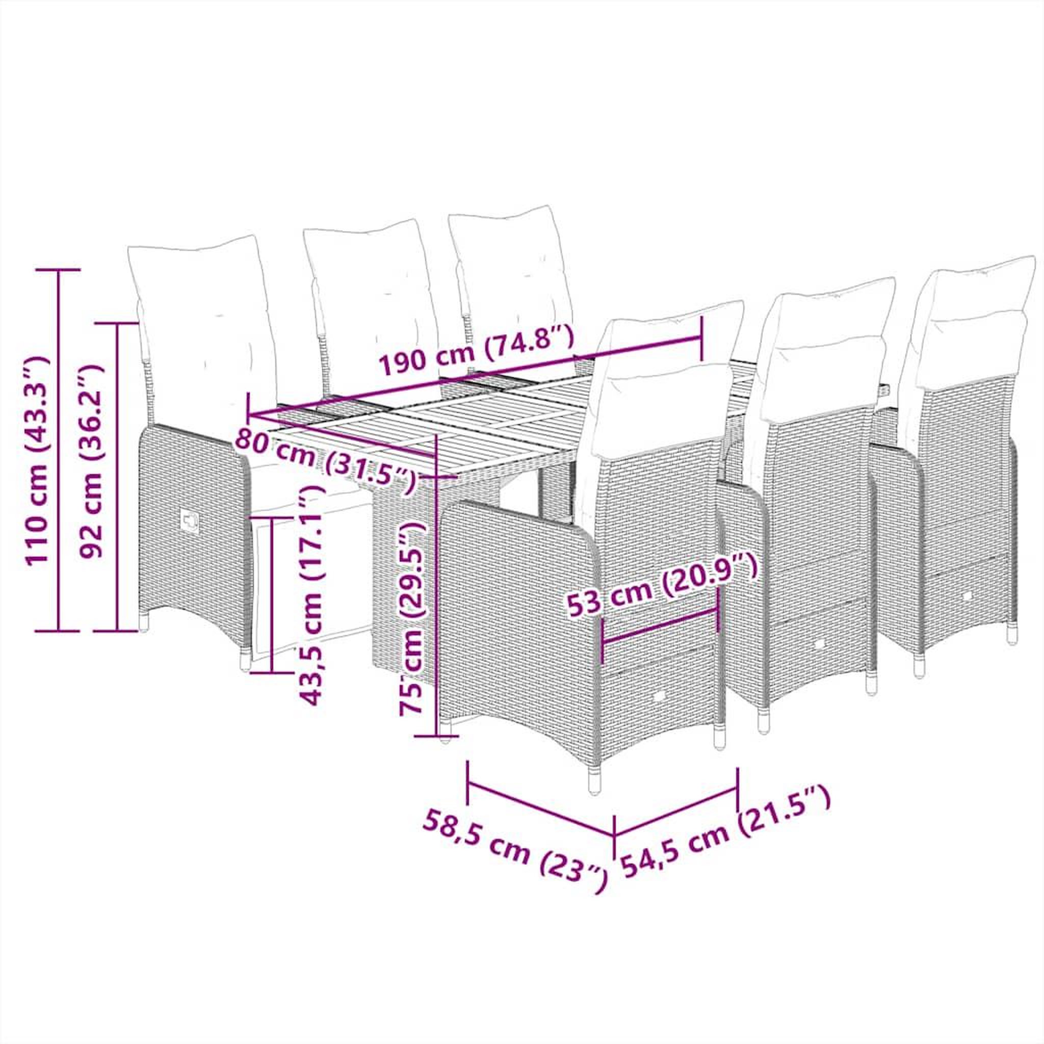 Voir la diapositive 6 : VIDAXL Ensemble de bistro de jardin 7 pcs coussins gris poly rotin