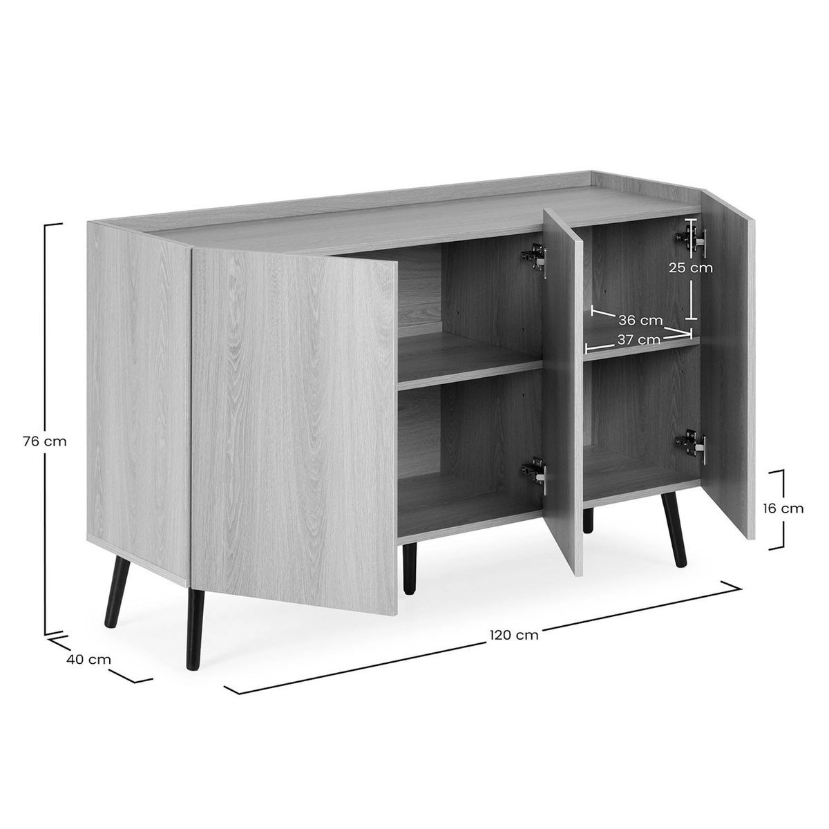 VS VENTA-STOCK Buffet Siren 3 portes Couleur Chêne